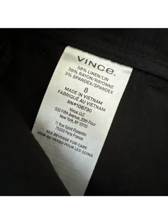 Vince Linen Blend Utility Pant Womens 8 Black High Waist Ankle Length - Picture 15 of 16
